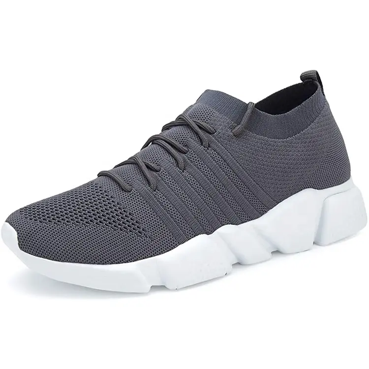 China New Fashion Style Women Lace-up Sneakers Knitted Fabric Lightweight Casual Shoes for Men